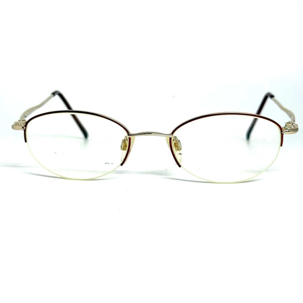 MdX Patented Technology Gold Oval Semi-Rimless Eyeglasses MdX3028 49-19-135